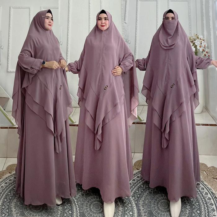TERBARU! Set Dress/One Set Gamis Syari Kode SANDRIA Bahan Ceruti Babydoll By Ory AjeZas Collection