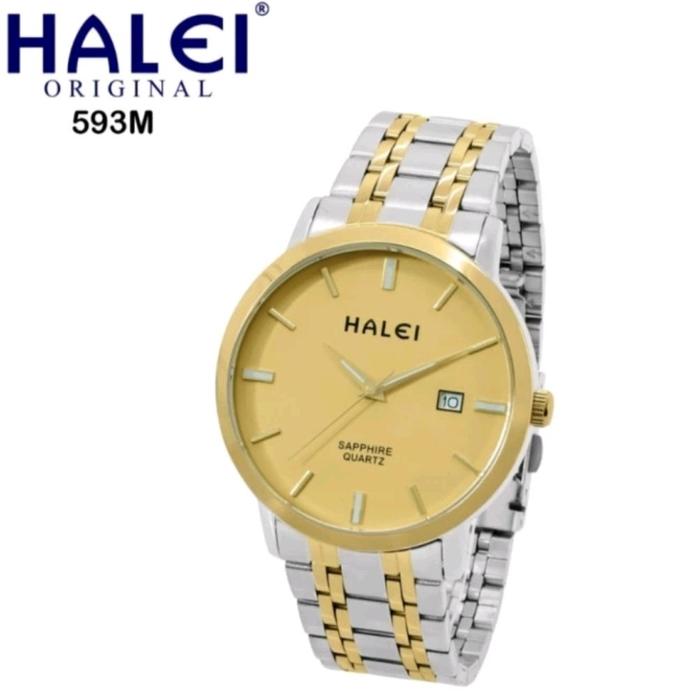 Halei 593 silver gold jam tangan cewek original