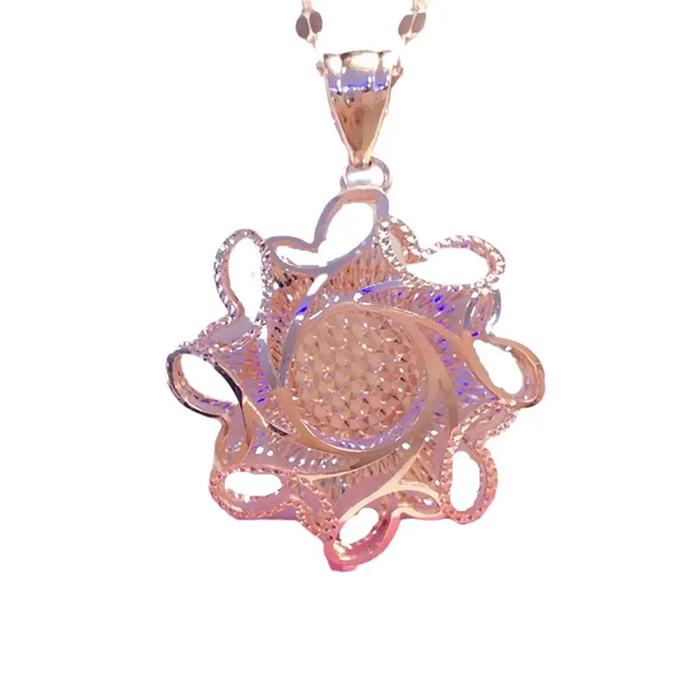 585 Purple Gold Plated 14K Rose Gold Sunflower Pendant Openwork Fashion Shine Choker Necklace Charm 