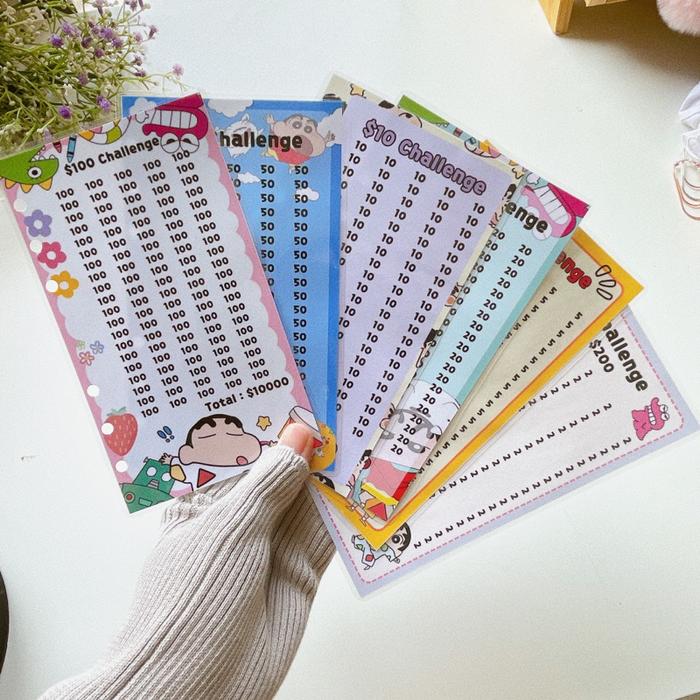 saving challenge A6 / tracker / kertas challenge / bisa di hapus dan bisa di pakai berulang