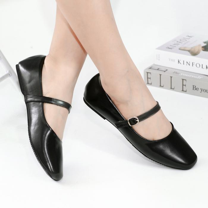 Upsize Otohime Flatshoes Wanita Big Size Jumbo 41-45- Balet Flat Hitam Coklat Krem