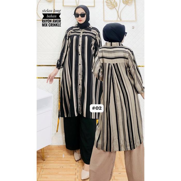 TERBARU SETELAN LONG TUNIK SALUR MALIKA/SETELAN LONG TUNIK NITA MOTIF