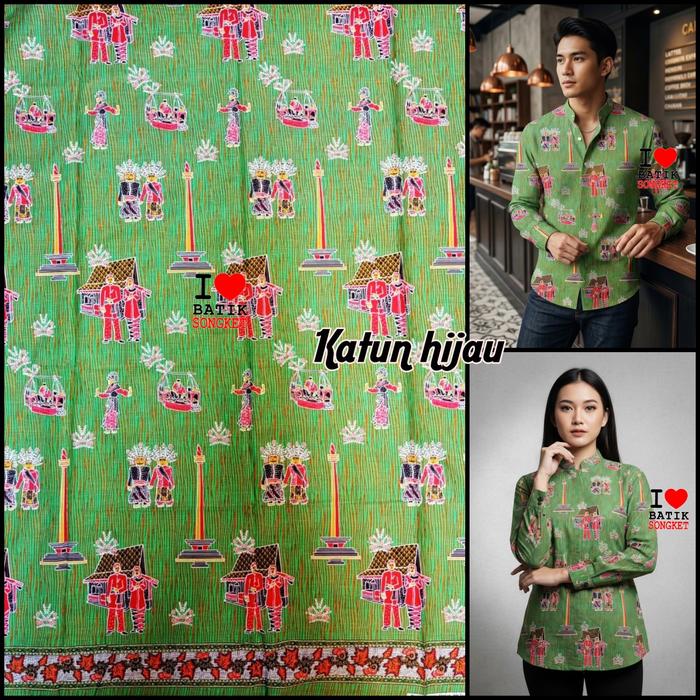 KATUN ONDEL PREMIUM MOTIF 18 HIJAU IJO ZAMRUD LUMUT DAUN BOTOL ARMY OLIVE MINT JADE FOREST EMERALD B