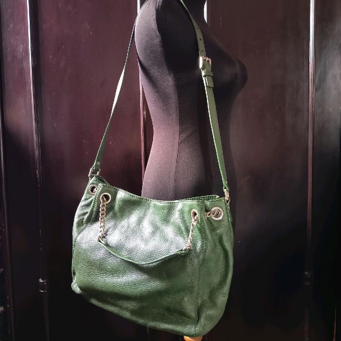 Sling Bag / Tas Selempang Serut Kulit Asli Brand Green Genuine Leather Preloved/second