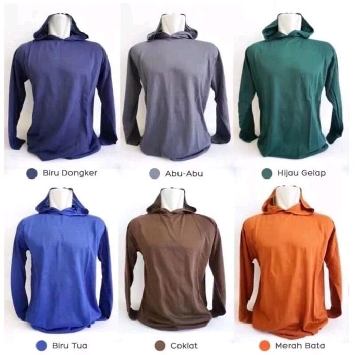 Kaos Lengan Panjang Pria / Kaos bertudung / kaos tani / kaos sawah / kaos proyek / kaos bangunan