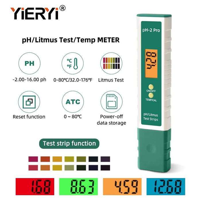 Yieryi Digital PH Meter PH Tester Pen Litmus Tester 0.01 PH High