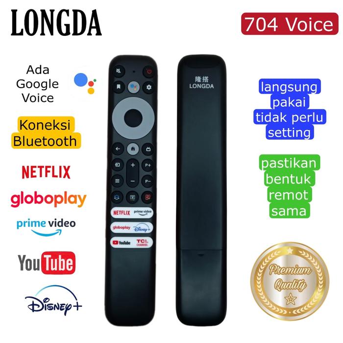 LONGDA 704 Remot Pengganti untuk TCL SMART TV ANDROID VOICE