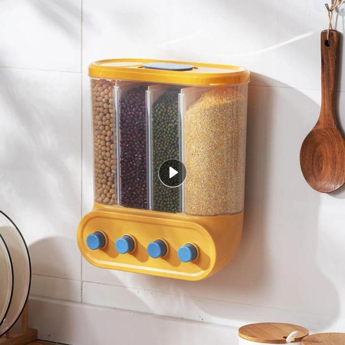 Cereal Dispenser Sealed Rice Storage Box Wall Mounted Cereal Grain