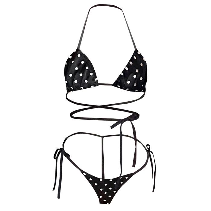 Wanita Open Crotch G String Bra Set Tali 20