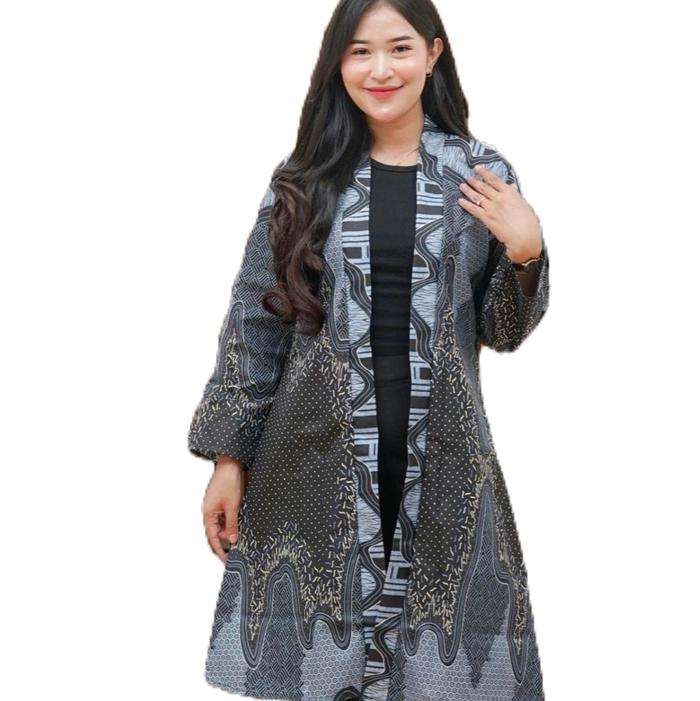 outer Wanita Dewasa Remaja Pesta Casual Atasan Panjang Lebaran Midi Maxi Gaun Baju Batik Katun Kardi