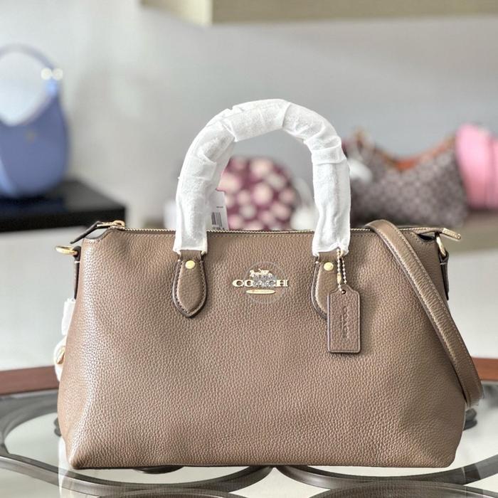 GIORGIA SATCHEL PEBBLE LEATHER DARK STONE