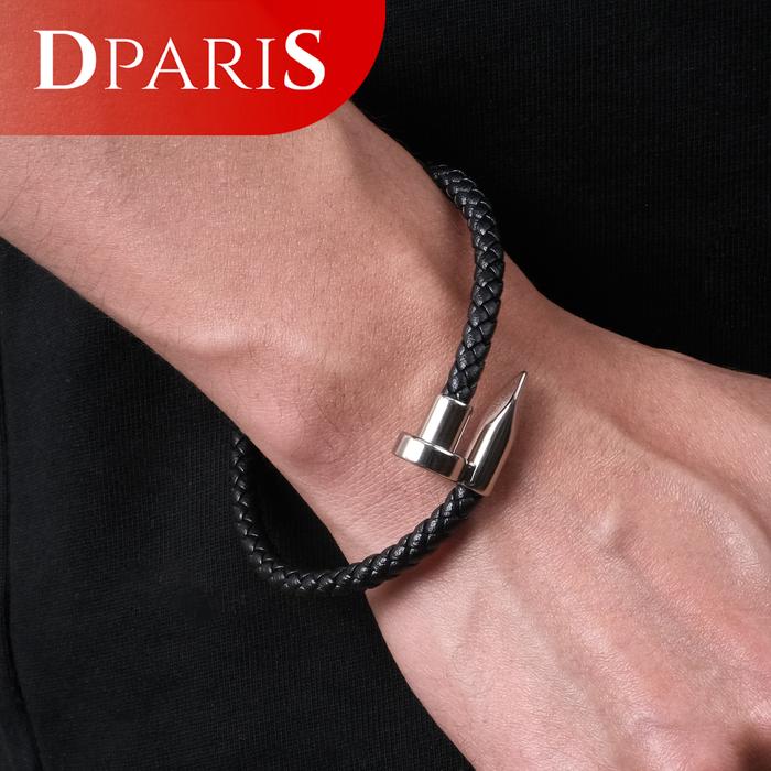 DPARIS Gelang Tangan Kulit Black Noir Stud Bracelet TKI172