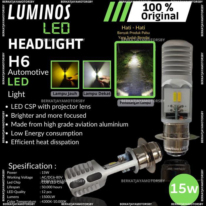 LAMPU LED UTAMA MOTOR LUMINOS H6 MH1 CREE 12 MATA AC DC WHITE ORIGINAL