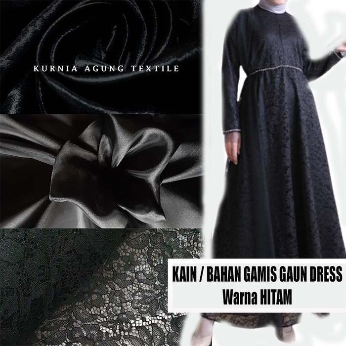 Kain Warna Hitam Polos Satin England Soft Tile Brokat Glitter Organza Organdi Kain Tile Glitter Muti