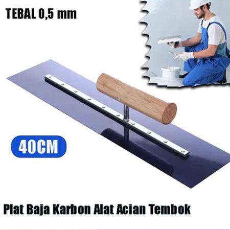 40 Cm Plat Baja Karbon - Trowel Epoxy Epoksi - Alat Acian Tembok - Finishing Plastering Beton Bata R