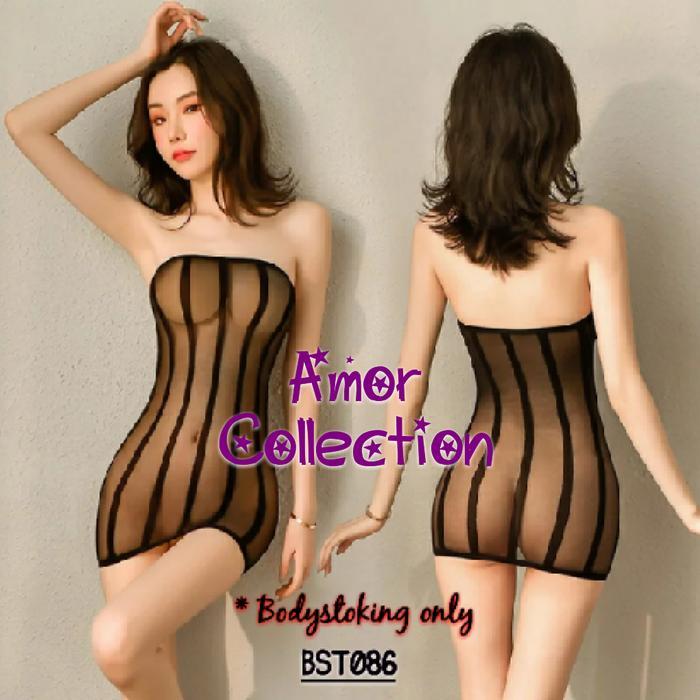 Lingerie Bodystoking Dress Hitam Bst6 By Amor Collection