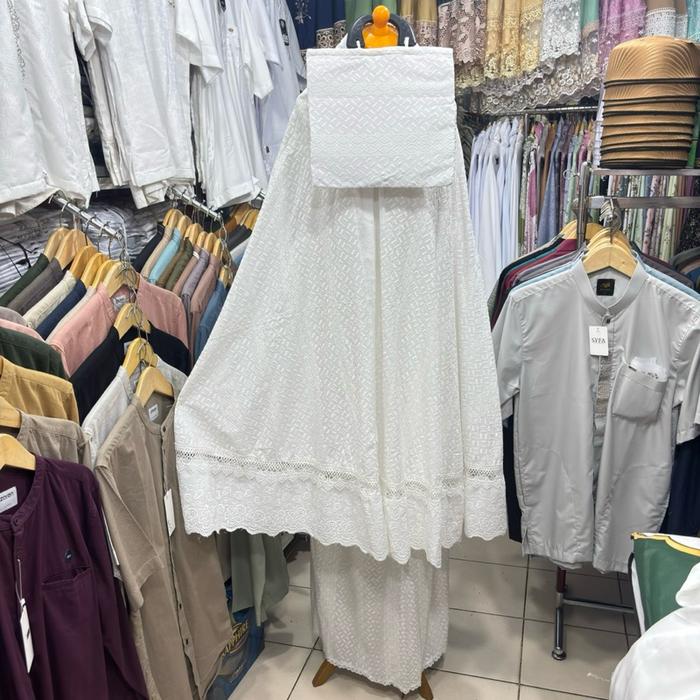 MUKENA KATUN RUBIAH PUTIH FULL BORDIR JUMBO KATUN ADEM NYAMAN RINGAN