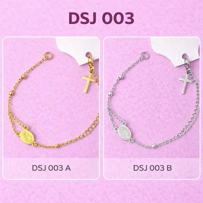 DSJ O03 Gelang Salib ROSARIO Titanium Salib Mini Stainless Stell Desain Minimalis cocok untuk kado w