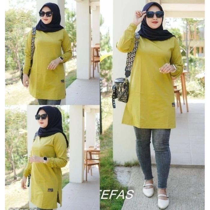 Ready- [TERMURAH] TUNIK WANITA / ATASAN WANITA MUSLIM / KAOS LENGAN PANJANG TERLARIS BLOUSE SEMI TUN