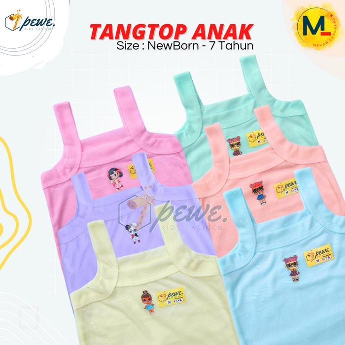 PREMIUM 6 pcs singlet anak perempuan / tengtop anak perempuan warna warni / tentop anak umur 3-4 thn