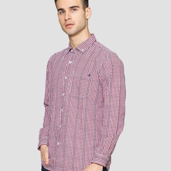 Kemeja Lois Slimfit Lengan Panjang Pria Dewasa - Katun Asli - Salur, Cowok, Baju, Casual, Hitam, Lin