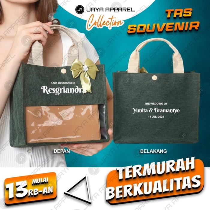 Tas Hampers Bridesmaid-Tas Sovenir Acara-Custom Sablon-Bonus Pita