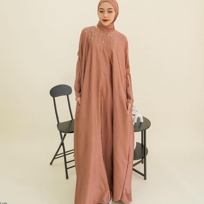Marwa Abaya Arab + Hijab | Abaya silk | Abaya Turki | Abaya Polos Basic | Abaya Umroh | Dress Silk L