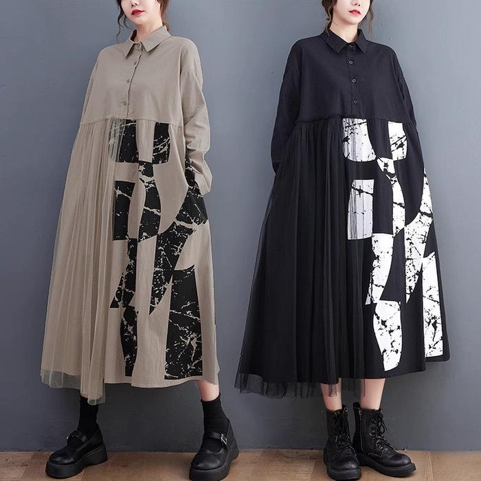LC888 Premium Oversized Dress Korea Fashion Terbaru