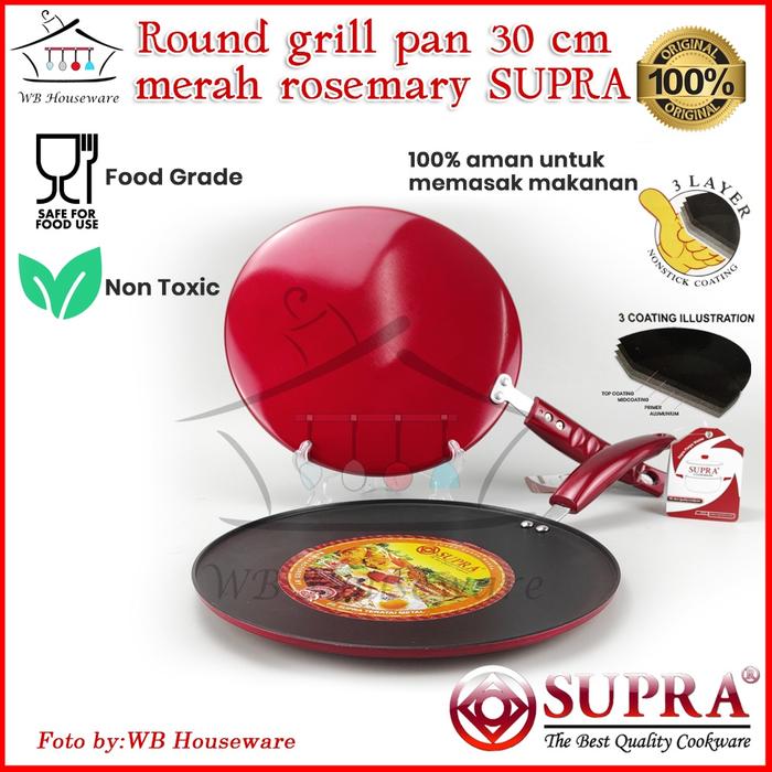 Wajan Teflon / Wajan Ceper / Wajan Gagang / SUPRA ROUND GRILL PAN 30CM - GrillPan Bulat Ceper