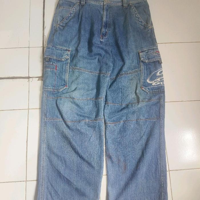 Piko Y2k Vintage cargo jeans celana panjang