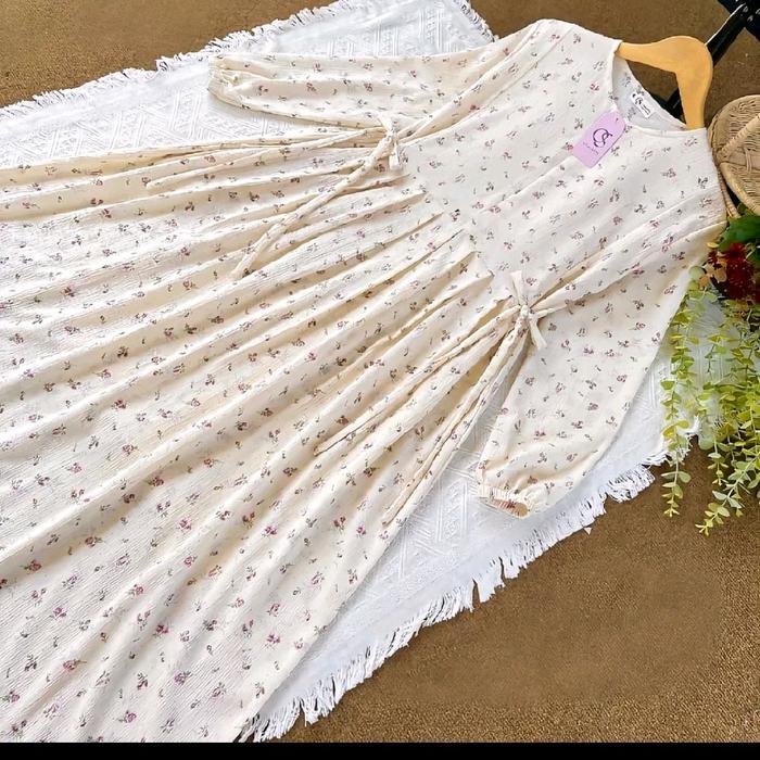 Lyodra dress gamis motif bunga korea kekinian