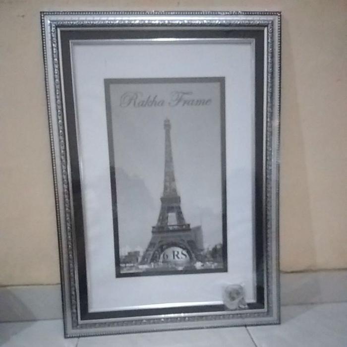 TERLARIS Bingkai / Frame / Pigura M13 Motif Ukir 40x60 Linen READY