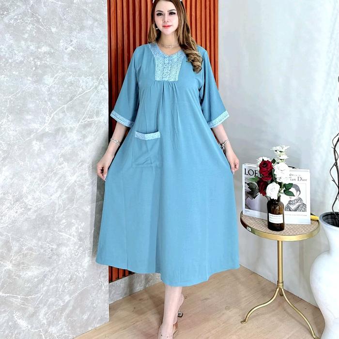 DASTER  BURKET BUSUI KAIN CRINGKEL AIRFLOW LENGAN 3/4 TANGAN VARIASI BURKET  Wanita6 Crinkle Panjang