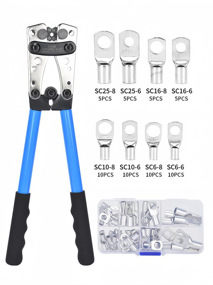 HX-50B Crimping Plier Cable Crimpercable Bare Terminals Copper Naked Cable Lugs Ratchet Clamp Plier 
