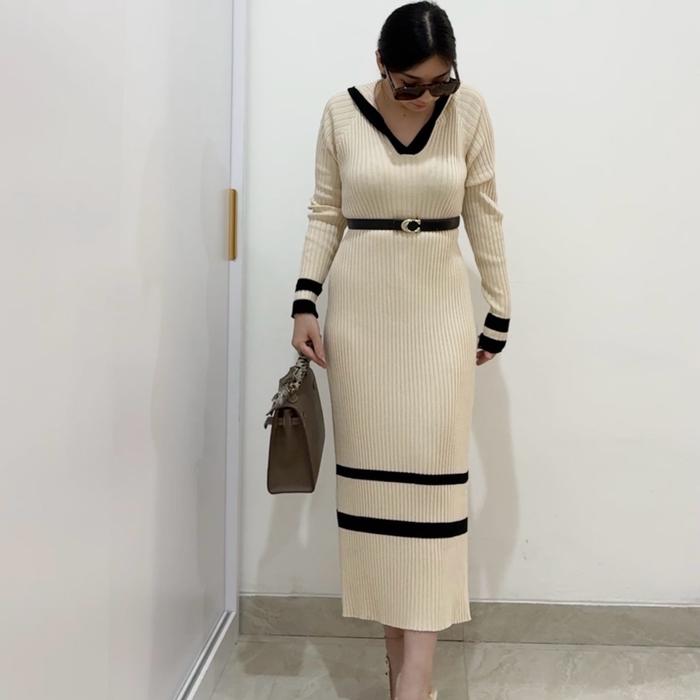 MAXI HOODIE KNIT DRESS / dress knit / dress knit panjang / dress panjang hijab / dress hoodie