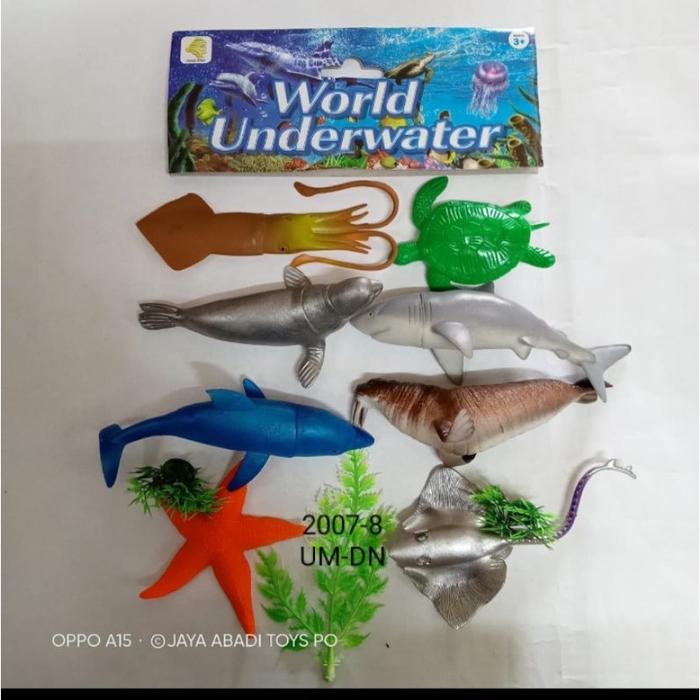 Mainan Miniatur Hewan Laut Karet isi 8pc + rumput kode 2007-8