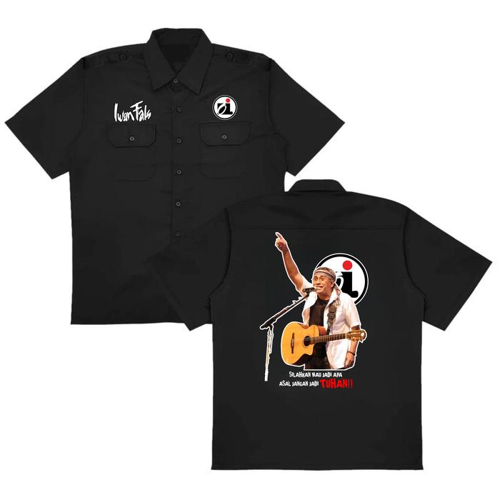 Kaligane Workshirt Iwan Fals Jangan Jadi Tuhan Kemeja Kerja Pdh Warna Hitam Pdl Kemeja Pria Wanita