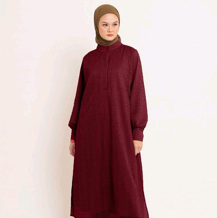 Dauky M Dress Geo Lace Gamis Simple wanita dewasa midi dress Muslim remaja