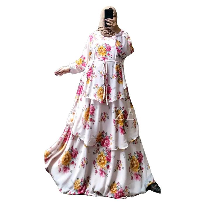 Zeba | Harumi Gamis Lebaran Ceruti Jumbo 3 Layer LD 120 PB 145+ cm Dress Gaun Raya Malai Wanita Ceru