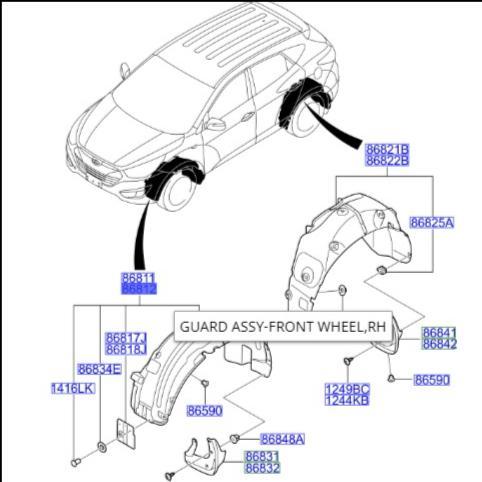 Inner Fender Roda Depan Kanan Hyundai Tucson 2012