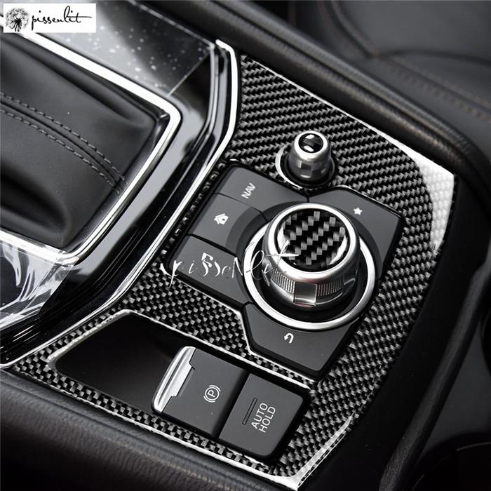 Stiker Trim Cover Bingkai Panel Gigi Serat Karbon untuk Mazda CX-5 CX