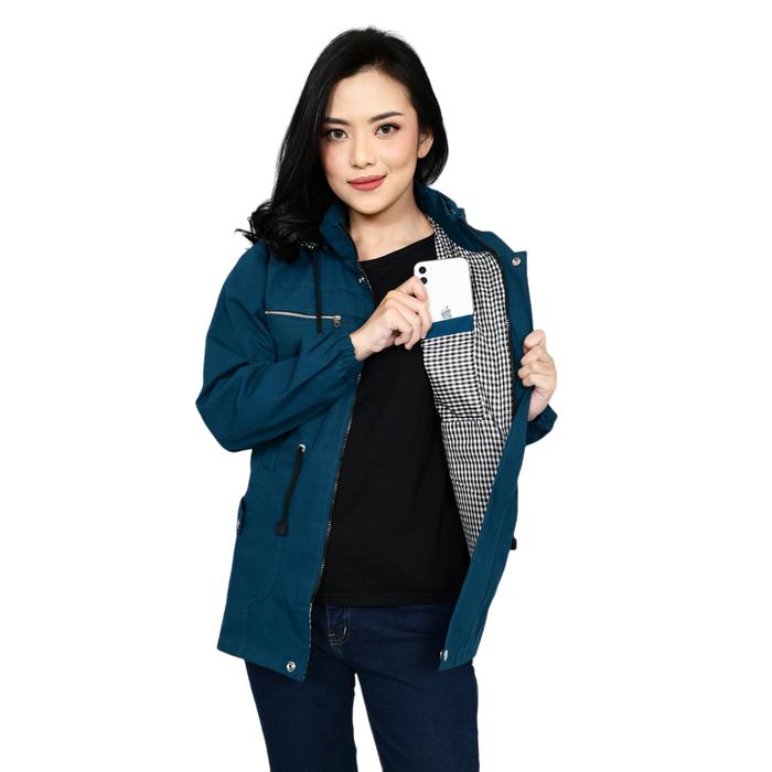 Jaket Parka Wanita Korean Style Jumbo Bolak Balik Hijau Toska - Hitam - Blazer