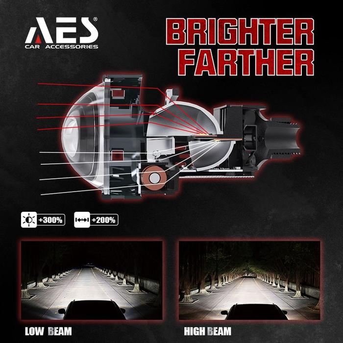 Bilens Led Projector Lens Biled Bi-Led F002 65 Watt 3 Inch High Power Merk Aes Berkualitas