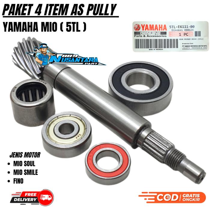 PAKET 4ITEM AS PULLY MIO SPORTY+LAHER 6203+LAHAR 638+BEARING PULLY CVT MIO SOUL / MIO SMILE / FINO