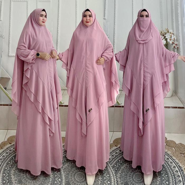Set Dress/One Set Gamis Syari Kode SANDRIA Bahan Ceruty Babydoll Premium By Ory AjeZas Collection