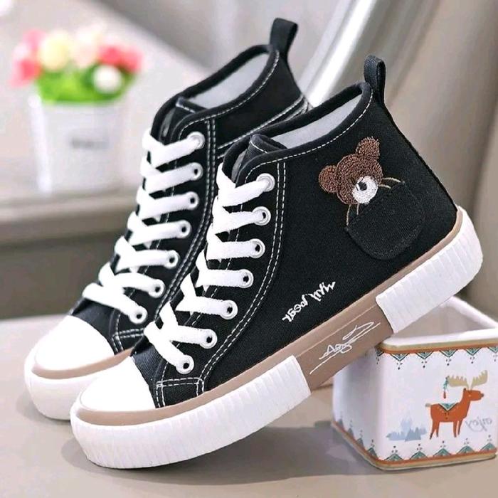 SEPATU TERBARU MODEL ANAK ANAK PRIA WANITA LAKI LAKI PEREMPUAN COWO CEWE BAHAN KANVAS MOTIF BEAR BIS