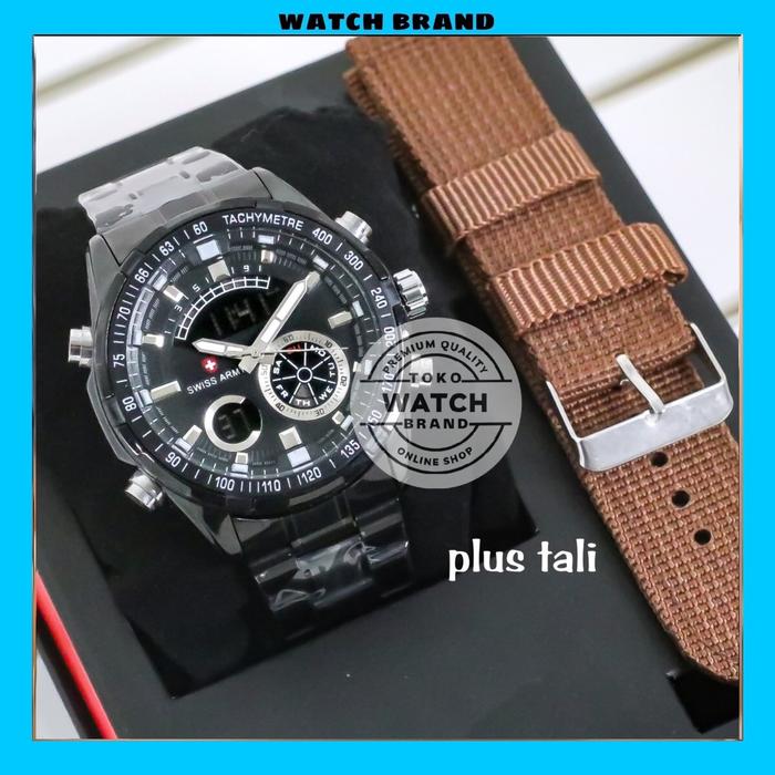 Jam Tangan Swiss Army Pria Model Alexandre Christie Bonus Tali Cadangan Strap Rantai Stanliess 140 J