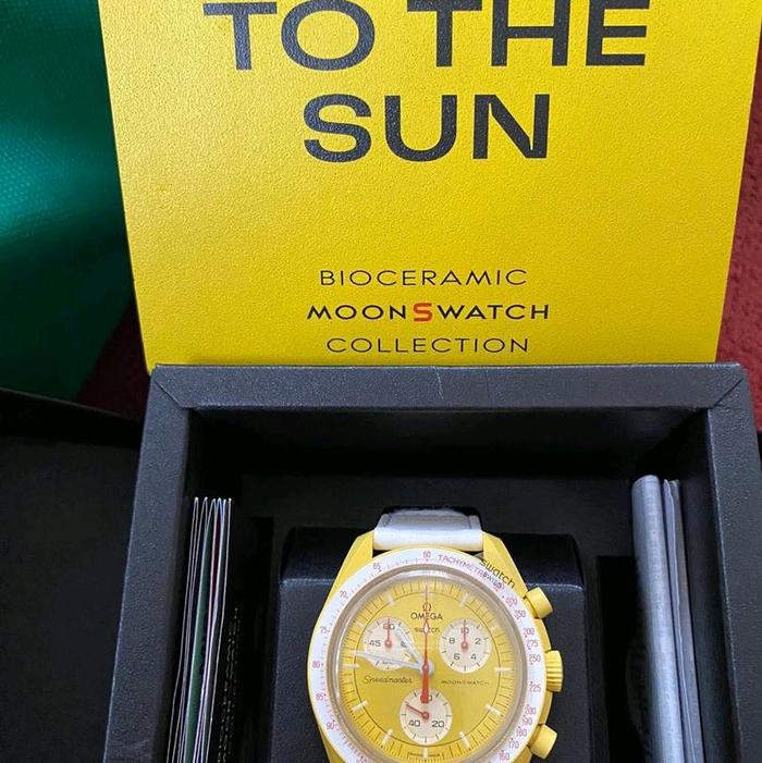 Jam Tangan Pria/Wanita Omega X Swatch Bioceramic Terbaru Mission To Sun Ori Fulset