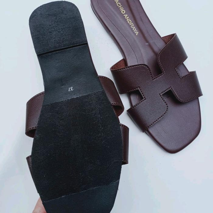 Hermalia by Sachio Andraya Flat Sandal Premium Branded Shoes Wanita Selop - Kulit Sintetis High Qual