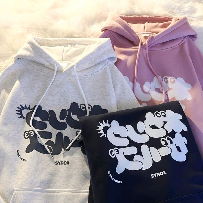 Jaketin Aja ( S - 6XL ) Hoodie Big Size HANGEUL KANJI CUTE Korean Street Style Ulzzang M L XXL XXXL